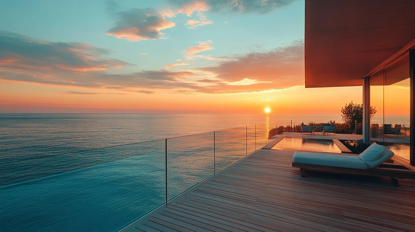 Luxury oceanfront property with sunset view